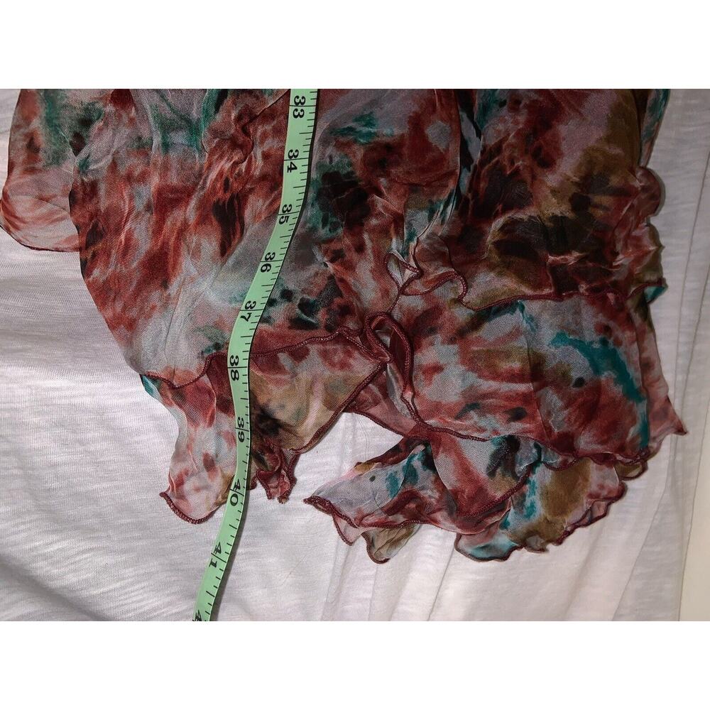 Papillon Y2K Purple Floral Mesh Halter Smock Dress Chiffon Ruffle Size Medium - Picture 7 of 8